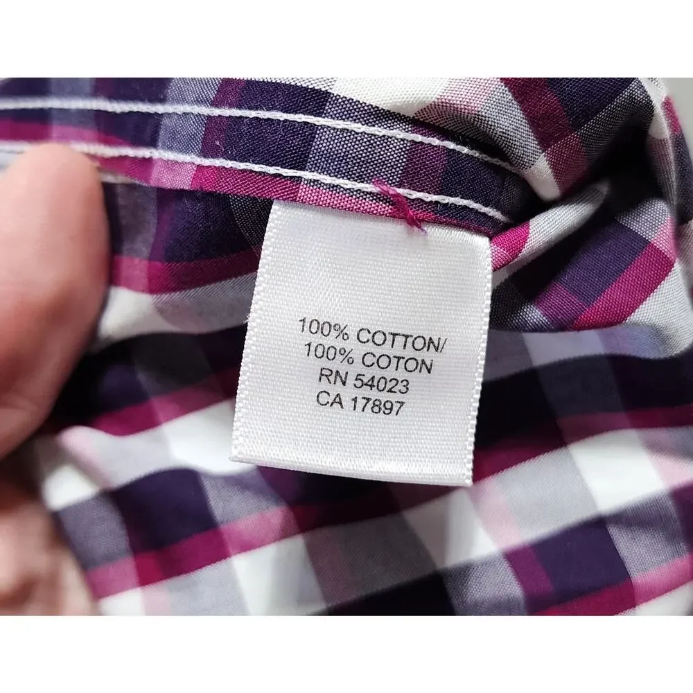 Banana Republic Plaid Button‎ Down Shirt Mens L Non Iron Classic Fit